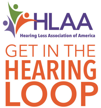 HLAA Get in the Hearing Loop logo with white background