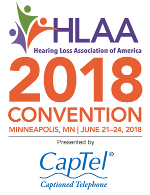 HLAA2018 Convention logo with Presented by CapTel logo
