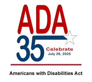 Americans with Disabilities Act (ADA) 35th Anniversary Logo - ADA 35 - Celebrating July 26, 2025