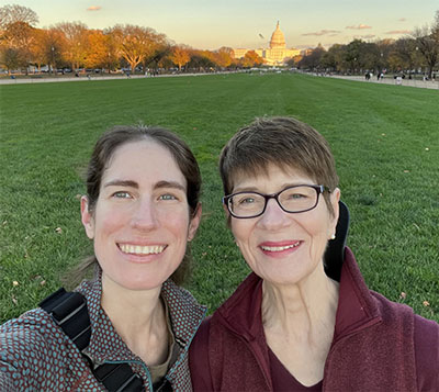 Claire and Elaine McCaffrey taking an outdoor picture