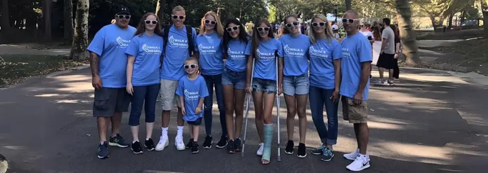 Group picture of Courtney's Crew at a Walk4Hearing event